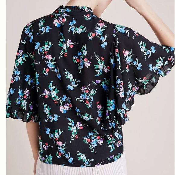 Maeve by Anthropologie Aveiro Flutter-Sleeved Buttondown Blouse - Picture 2 of 15